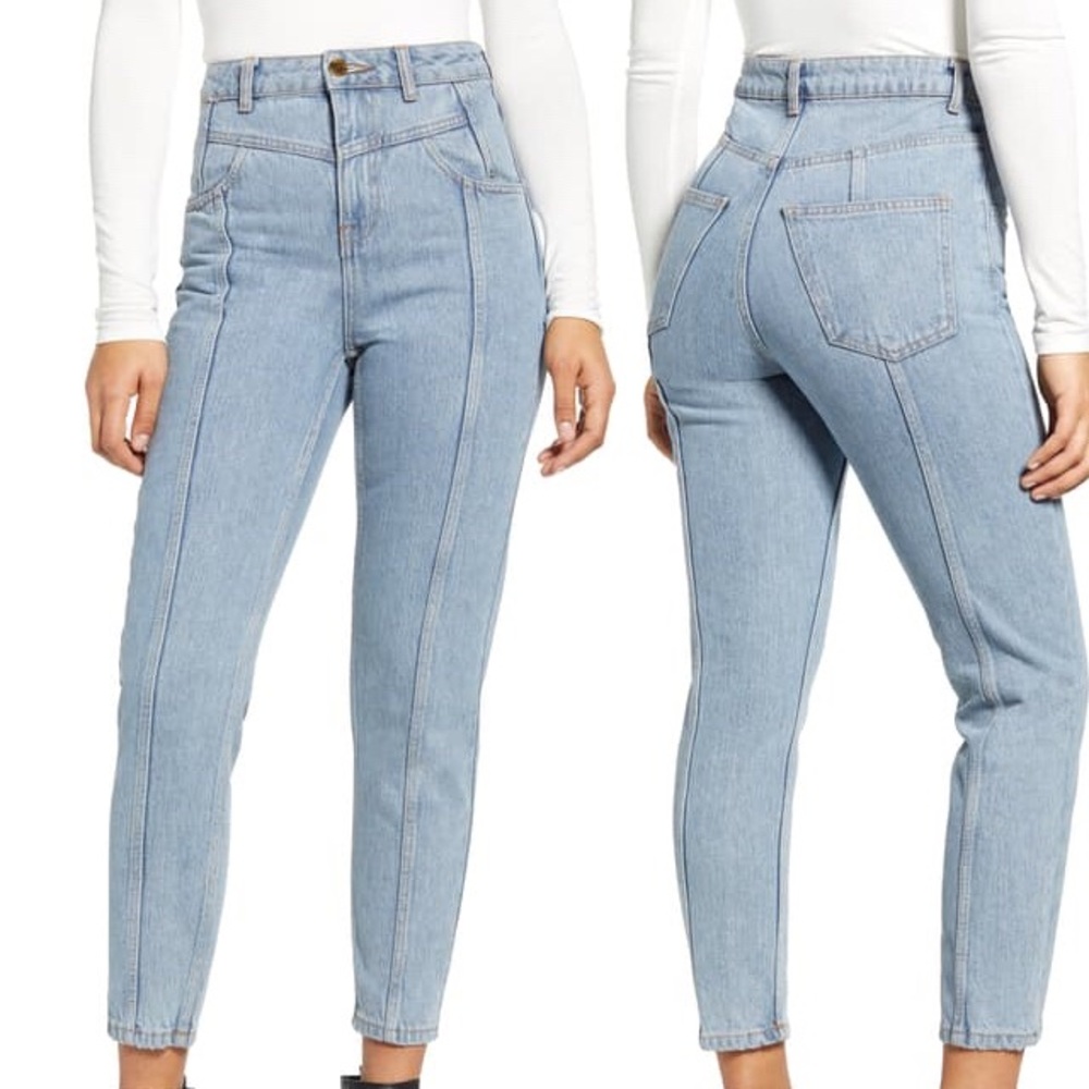 Topshop Yoke Bleach Mom Jeans